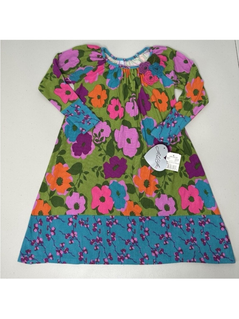 Love u‎ Lots Girls Floral Dress Size 6 Patchwork Embroidered